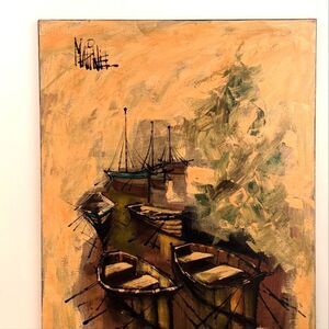 Mid Century Modern Expressionist Nautical Painting